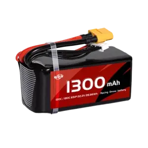 WES 6S1P 1300mAh 120C FPV racing LIPO battery for 5-inch drone, ultralight 238g pack with XT60 and JST-XH connectors
