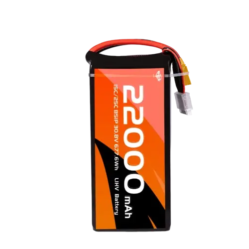 Heavy-lift 22000mAh 8S lipo pack with XT-90 plug white background
