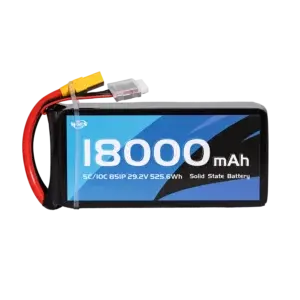 High-capacity 18000mAh 8S solid state lipo battery with AS150 plug for industrial UAV studio shot